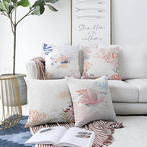 Hillkar Global Set 4 fete perna decorative din poliester si bumbac, Aslan RKYK318 Multicolor, 43 x 43 cm