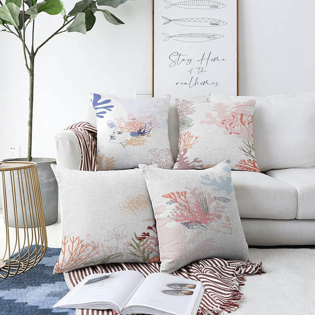 Hillkar Global Set 4 fete perna decorative din poliester si bumbac, Aslan RKYK318 Multicolor, 43 x 43 cm