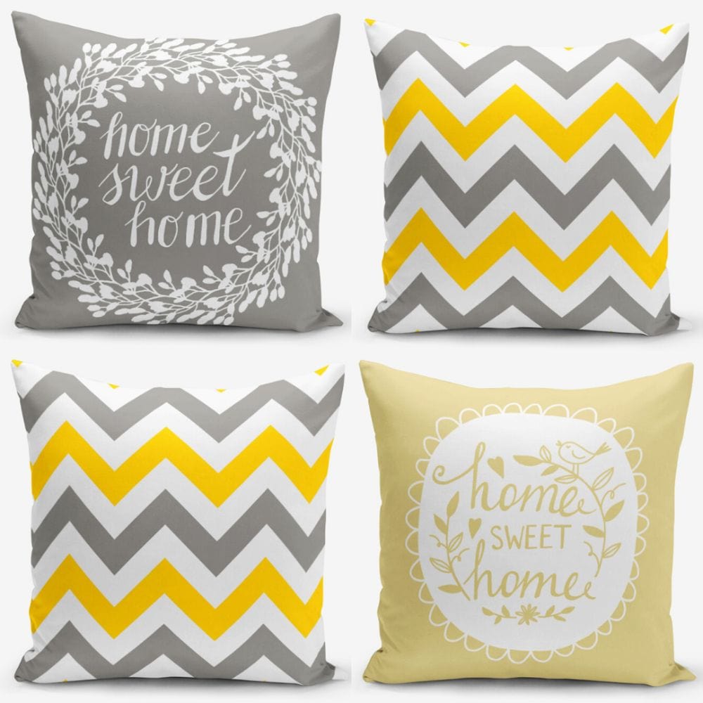 Hillkar Global Set 4 fete perna decorative din poliester si bumbac, Asli RKYK113 Multicolor, 43 x 43 cm