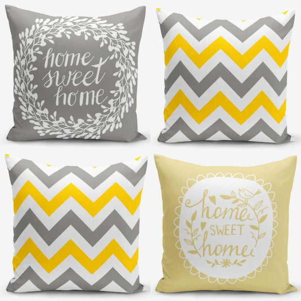 Hillkar Global Set 4 fete perna decorative din poliester si bumbac, Asli RKYK113 Multicolor, 43 x 43 cm