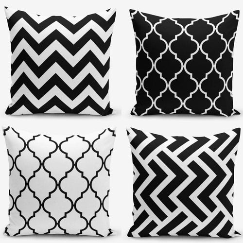 Hillkar Global Set 4 fete perna decorative din poliester si bumbac, Asli RKYK114 Multicolor, 43 x 43 cm