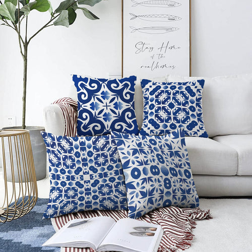 Hillkar Global Set 4 fete perna decorative din poliester si bumbac, Aysa RKYK278 Multicolor, 43 x 43 cm