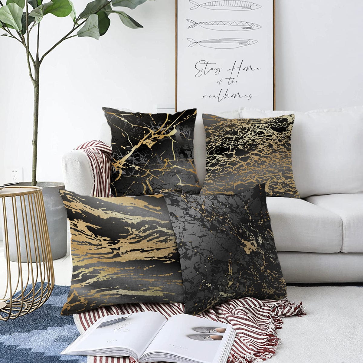 Hillkar Global Set 4 fete perna decorative din poliester si bumbac, Aysa RKYK281 Multicolor, 43 x 43 cm