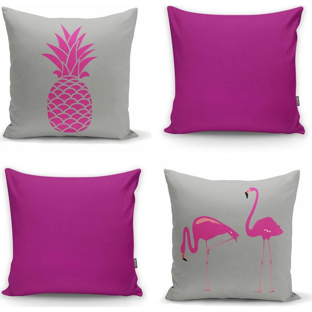 Hillkar Global Set 4 fete perna decorative din poliester si bumbac, Bade RKYK125 Multicolor, 43 x 43 cm