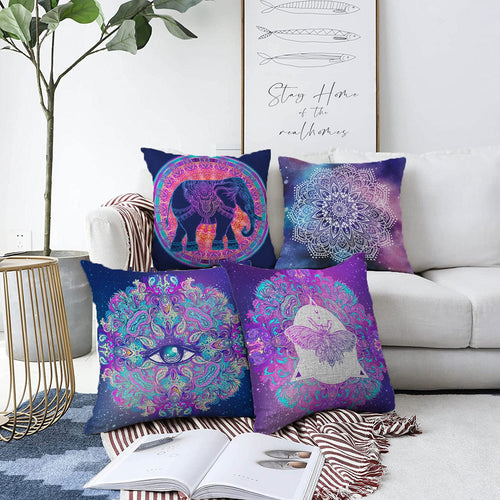 Hillkar Global Set 4 fete perna decorative din poliester si bumbac, Beren RKYK177 Multicolor, 43 x 43 cm