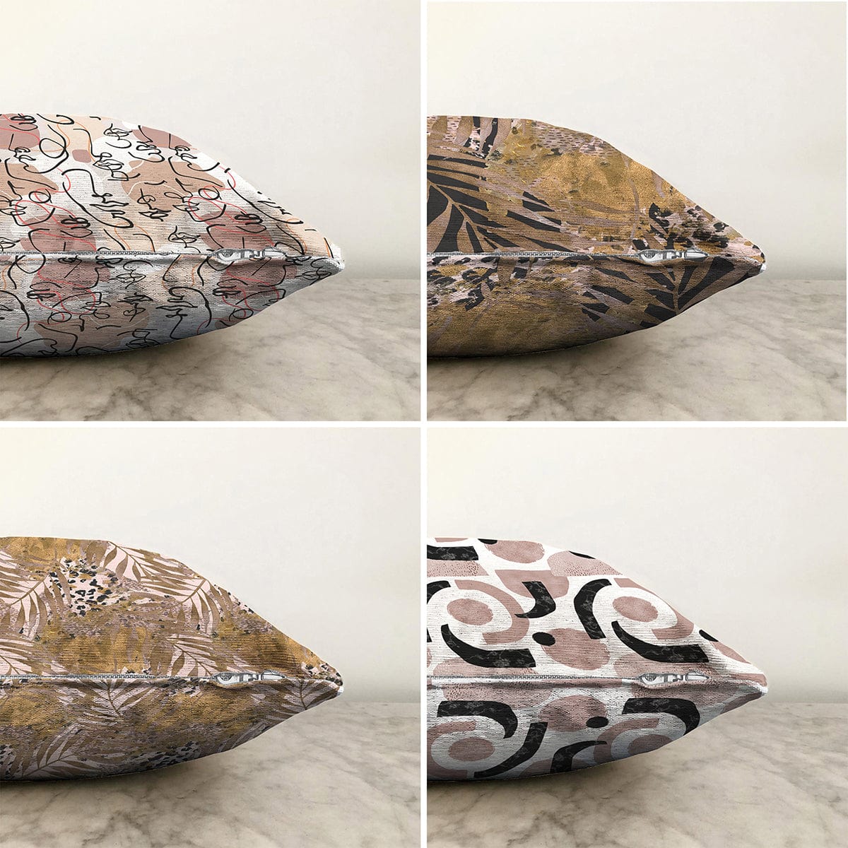 Hillkar Global Set 4 fete perna decorative din poliester si bumbac, Beren RKYK204 Multicolor, 43 x 43 cm