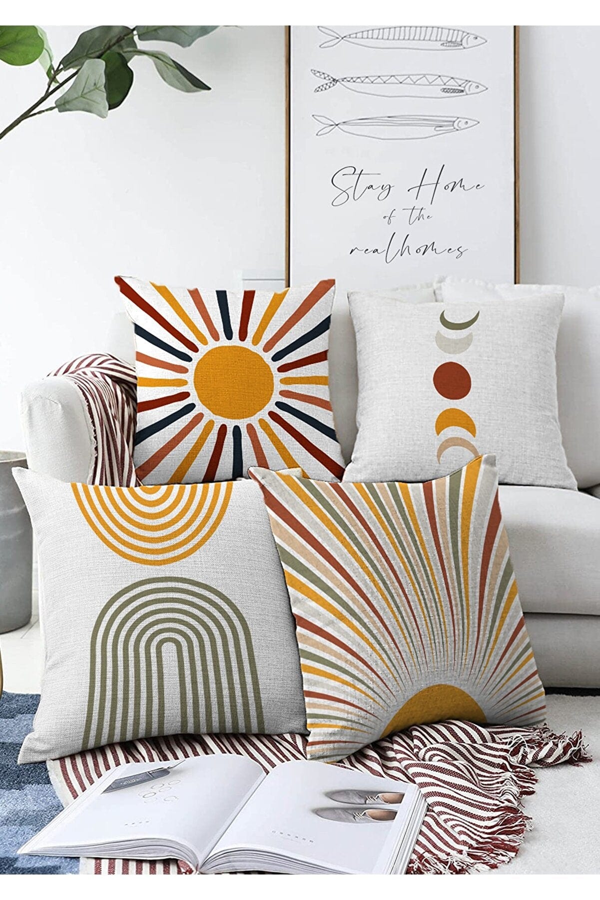 Hillkar Global Set 4 fete perna decorative din poliester si bumbac, Beren RKYK441 Multicolor, 43 x 43 cm