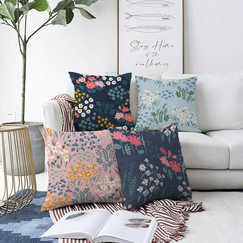 Hillkar Global Set 4 fete perna decorative din poliester si bumbac, Caria RKYK334 Multicolor, 43 x 43 cm