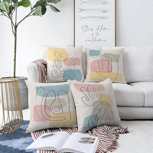 Hillkar Global Set 4 fete perna decorative din poliester si bumbac, Caria RKYK335 Multicolor, 43 x 43 cm