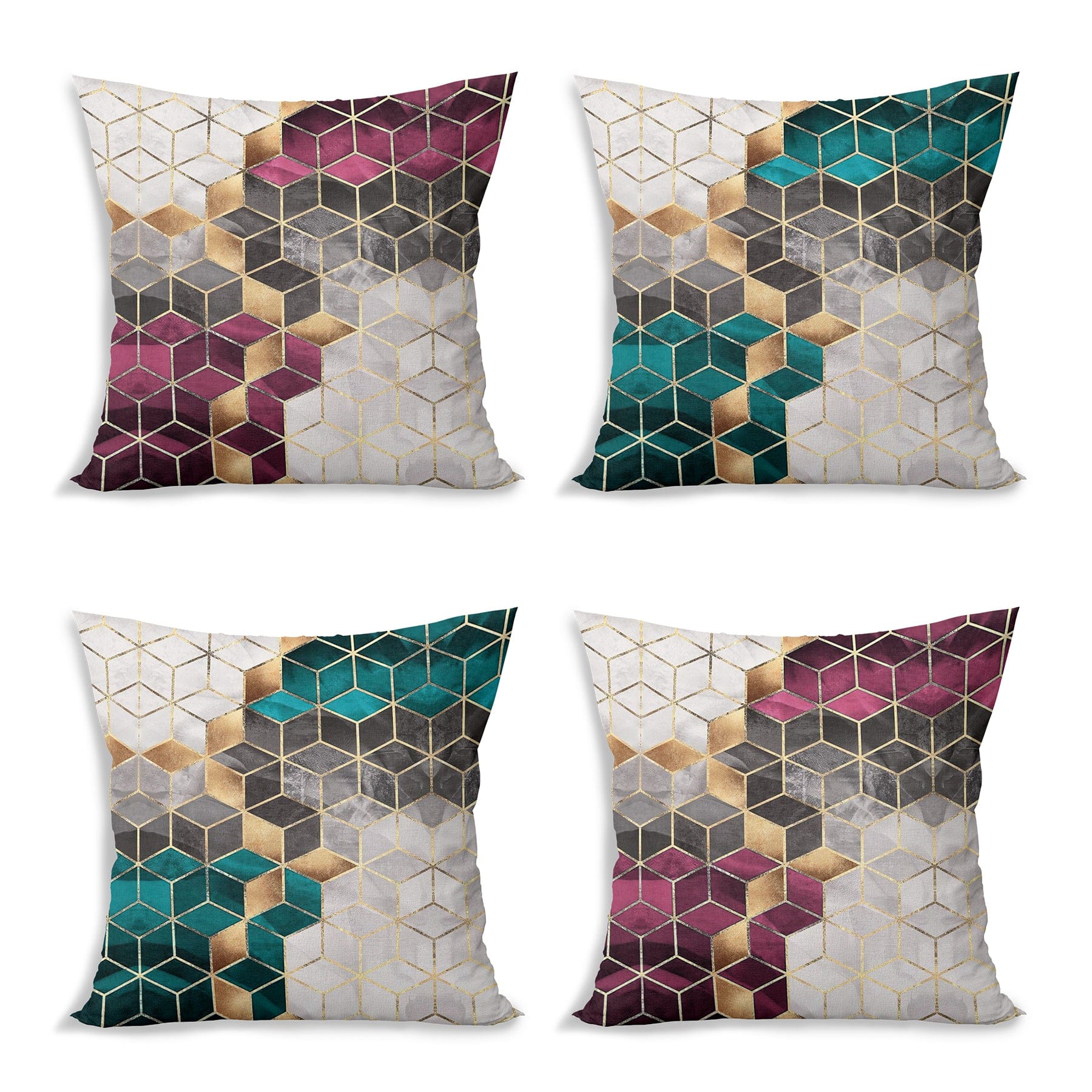 Hillkar Global Set 4 fete perna decorative din poliester si bumbac, Ceren RKYK478 Multicolor, 43 x 43 cm