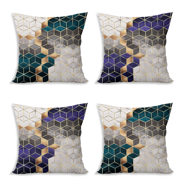 Hillkar Global Set 4 fete perna decorative din poliester si bumbac, Ceren RKYK480 Multicolor, 43 x 43 cm