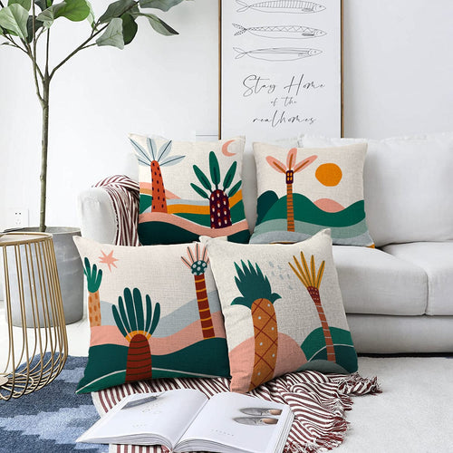 Hillkar Global Set 4 fete perna decorative din poliester si bumbac, Ceylan RKYK345 Multicolor, 43 x 43 cm