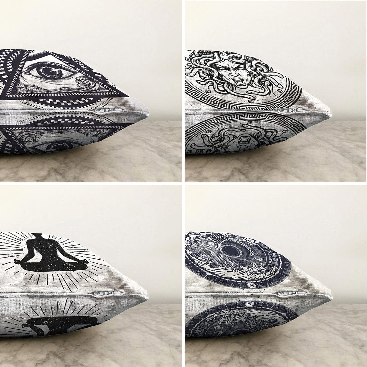 Hillkar Global Set 4 fete perna decorative din poliester si bumbac, Cicek RKYK175 Multicolor, 43 x 43 cm