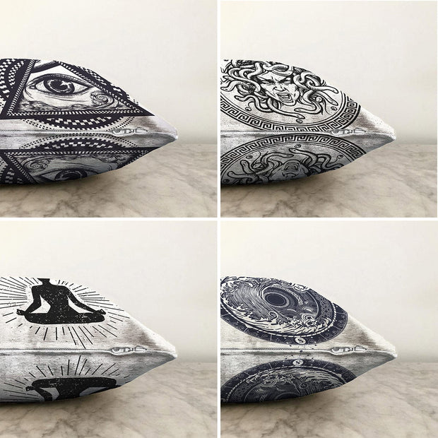 Hillkar Global Set 4 fete perna decorative din poliester si bumbac, Cicek RKYK175 Multicolor, 43 x 43 cm