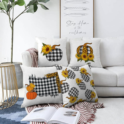 Hillkar Global Set 4 fete perna decorative din poliester si bumbac, Cicek RKYK401 Multicolor, 43 x 43 cm