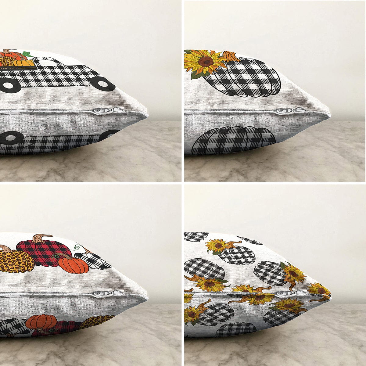 Hillkar Global Set 4 fete perna decorative din poliester si bumbac, Cicek RKYK402 Multicolor, 43 x 43 cm