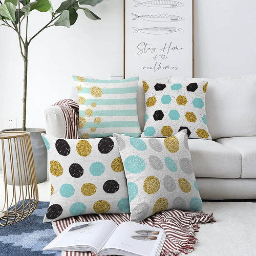 Hillkar Global Set 4 fete perna decorative din poliester si bumbac, Derya RKYK381 Multicolor, 43 x 43 cm