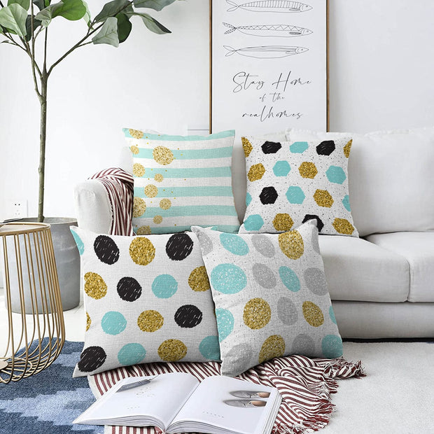 Hillkar Global Set 4 fete perna decorative din poliester si bumbac, Derya RKYK381 Multicolor, 43 x 43 cm