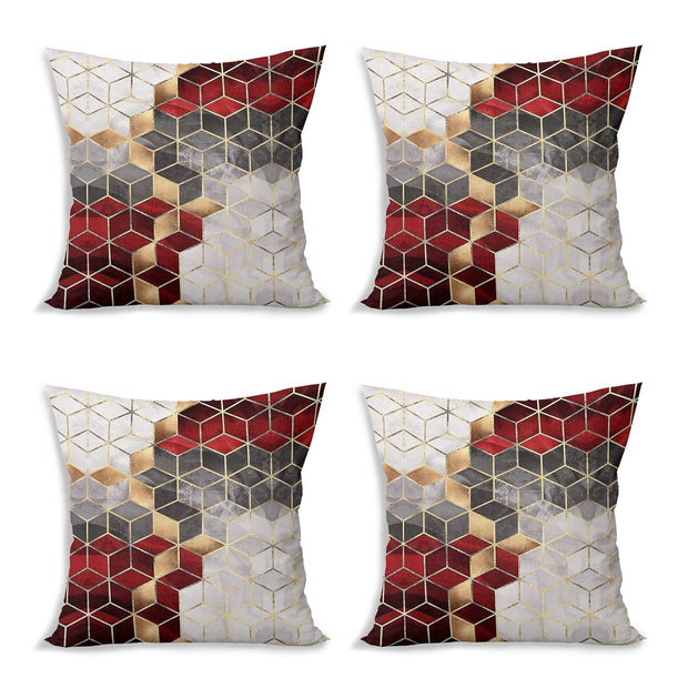 Hillkar Global Set 4 fete perna decorative din poliester si bumbac, Devin RKYK465 Multicolor, 43 x 43 cm