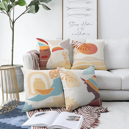 Hillkar Global Set 4 fete perna decorative din poliester si bumbac, Dicle RKYK352 Multicolor, 43 x 43 cm