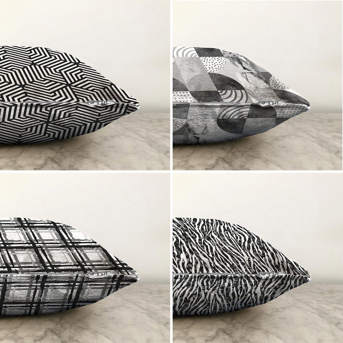 Hillkar Global Set 4 fete perna decorative din poliester si bumbac, Ebru RKYK206 Multicolor, 43 x 43 cm