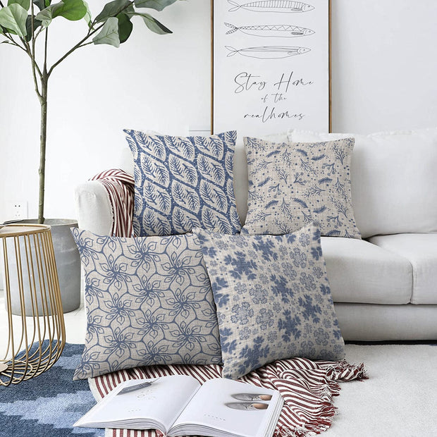 Hillkar Global Set 4 fete perna decorative din poliester si bumbac, Ebru RKYK207 Multicolor, 43 x 43 cm