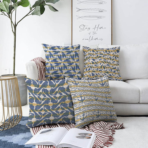 Hillkar Global Set 4 fete perna decorative din poliester si bumbac, Ebru RKYK210 Multicolor, 43 x 43 cm