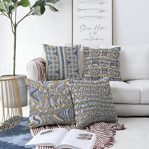 Hillkar Global Set 4 fete perna decorative din poliester si bumbac, Ebru RKYK211 Multicolor, 43 x 43 cm