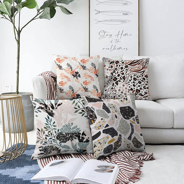 Hillkar Global Set 4 fete perna decorative din poliester si bumbac, Ece RKYK191 Multicolor, 43 x 43 cm