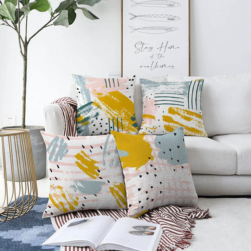 Hillkar Global Set 4 fete perna decorative din poliester si bumbac, Ece RKYK192 Multicolor, 43 x 43 cm
