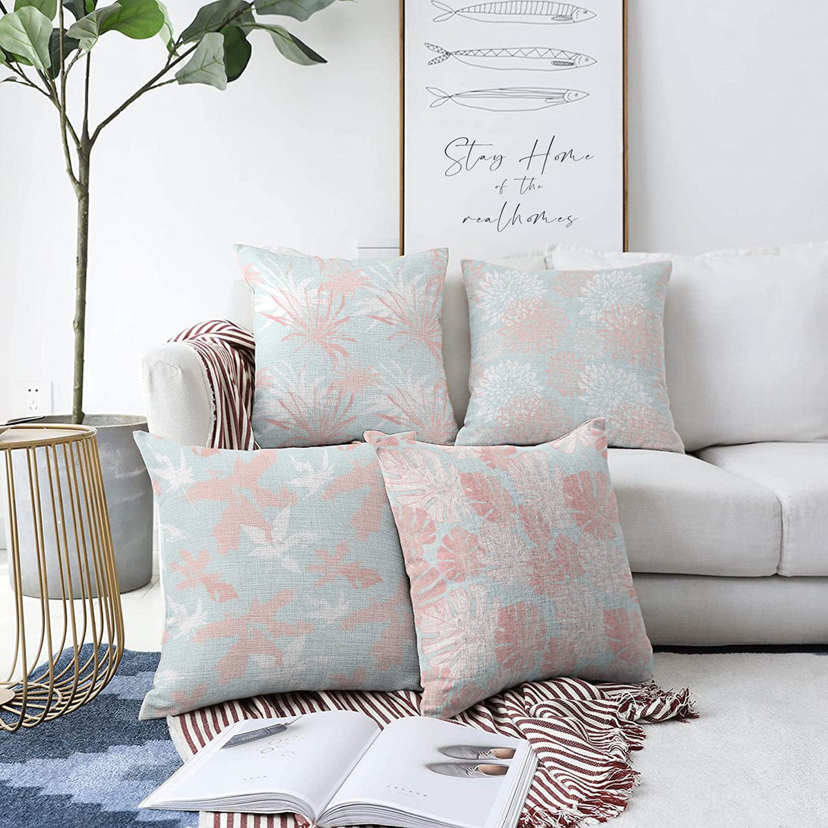 Hillkar Global Set 4 fete perna decorative din poliester si bumbac, Ece RKYK197 Multicolor, 43 x 43 cm