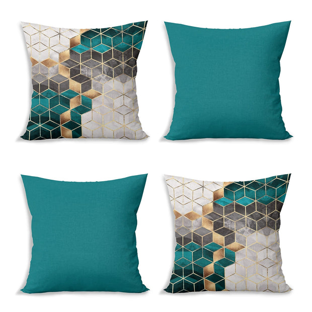 Hillkar Global Set 4 fete perna decorative din poliester si bumbac, Eda RKYK474 Multicolor, 43 x 43 cm