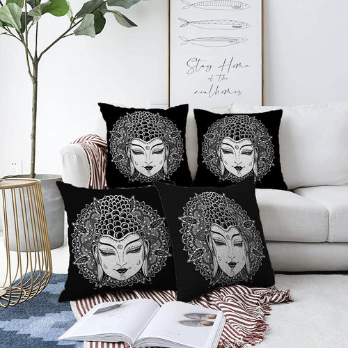 Hillkar Global Set 4 fete perna decorative din poliester si bumbac, Elif RKYK183 Multicolor, 43 x 43 cm