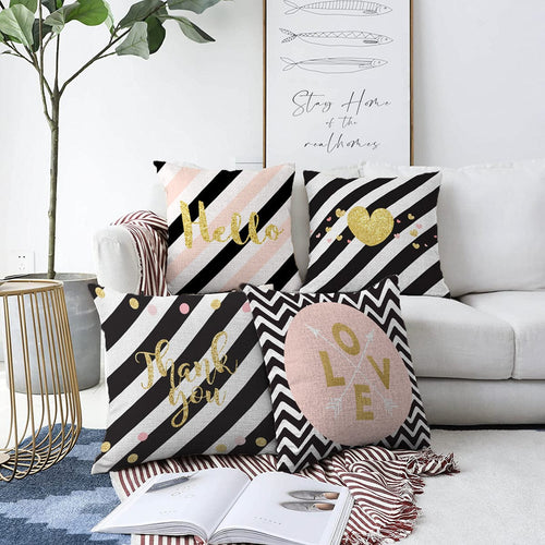 Hillkar Global Set 4 fete perna decorative din poliester si bumbac, Emir RKYK360 Multicolor, 43 x 43 cm