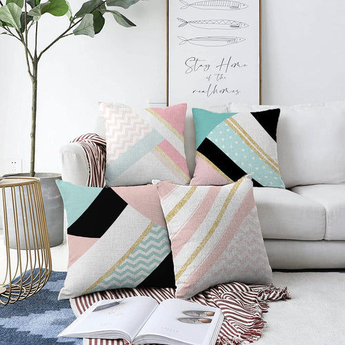 Hillkar Global Set 4 fete perna decorative din poliester si bumbac, Emir RKYK362 Multicolor, 43 x 43 cm