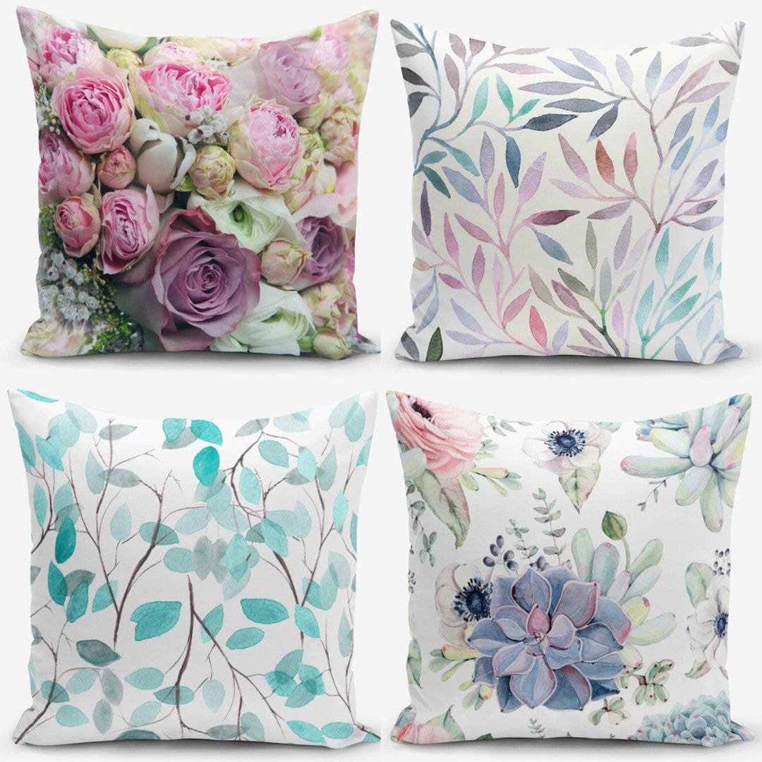 Hillkar Global Set 4 fete perna decorative din poliester si bumbac, Farah RKYK109 Multicolor, 43 x 43 cm