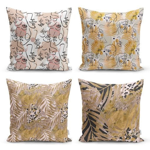 Hillkar Global Set 4 fete perna decorative din poliester si bumbac, Farah RKYK69 Multicolor, 43 x 43 cm