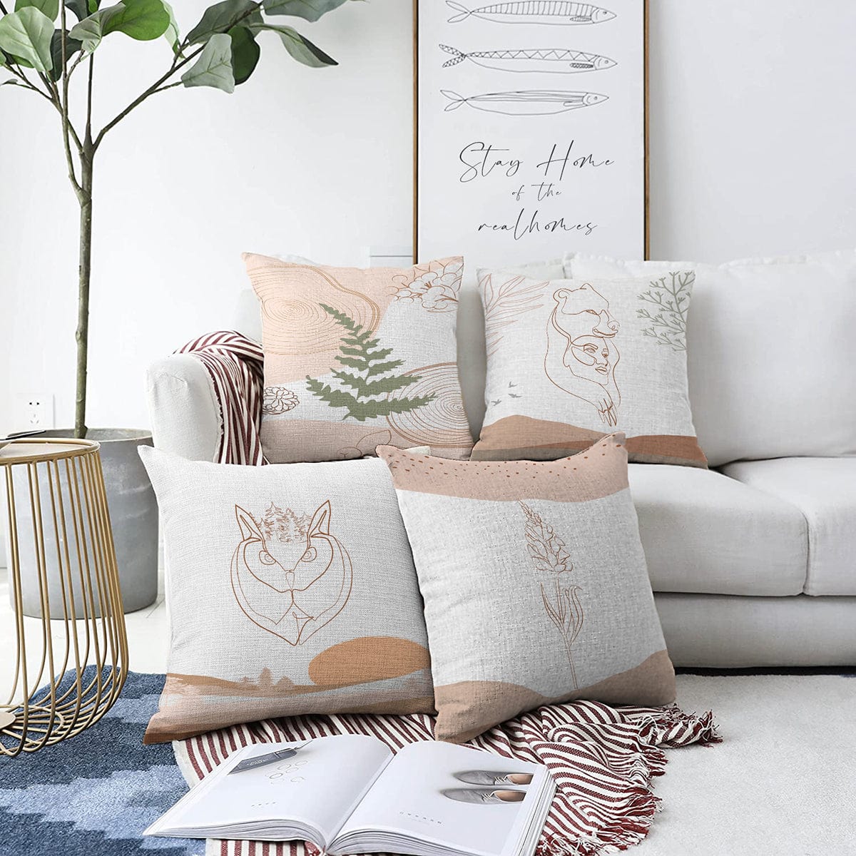 Hillkar Global Set 4 fete perna decorative din poliester si bumbac, Ferhat RKYK312 Multicolor, 43 x 43 cm