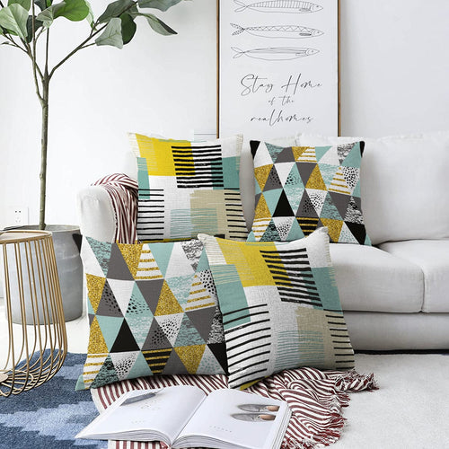 Hillkar Global Set 4 fete perna decorative din poliester si bumbac, Gulgun RKYK364 Multicolor, 43 x 43 cm