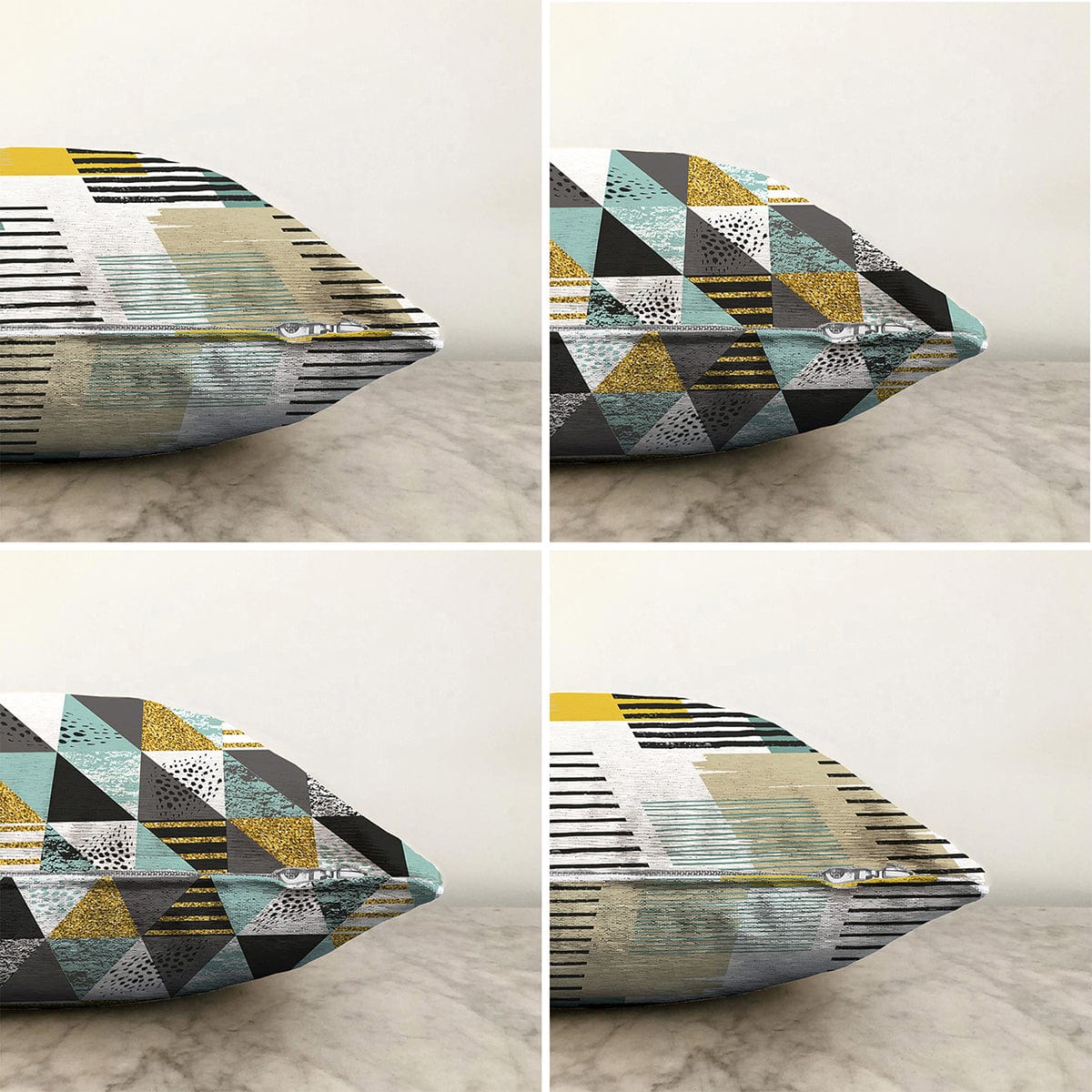 Hillkar Global Set 4 fete perna decorative din poliester si bumbac, Gulgun RKYK364 Multicolor, 43 x 43 cm