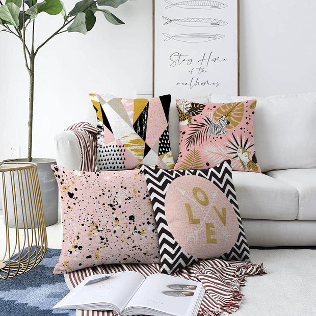 Hillkar Global Set 4 fete perna decorative din poliester si bumbac, Gulgun RKYK365 Multicolor, 43 x 43 cm