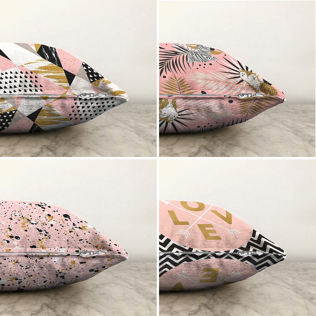 Hillkar Global Set 4 fete perna decorative din poliester si bumbac, Gulgun RKYK365 Multicolor, 43 x 43 cm