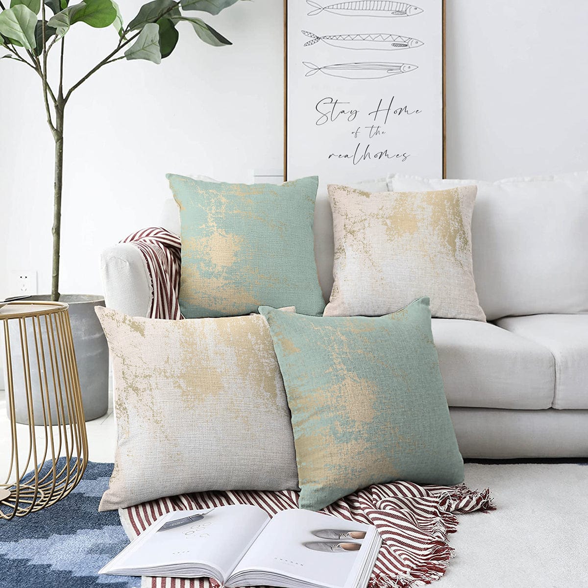 Hillkar Global Set 4 fete perna decorative din poliester si bumbac, Gulgun RKYK367 Multicolor, 43 x 43 cm