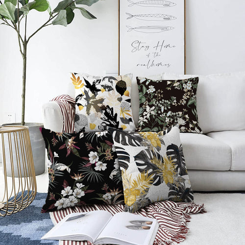 Hillkar Global Set 4 fete perna decorative din poliester si bumbac, Gulgun RKYK369 Multicolor, 43 x 43 cm