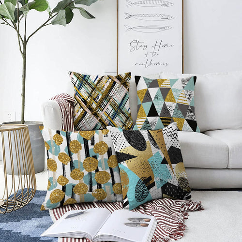 Hillkar Global Set 4 fete perna decorative din poliester si bumbac, Gulgun RKYK370 Multicolor, 43 x 43 cm