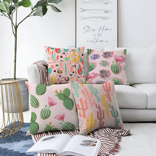 Hillkar Global Set 4 fete perna decorative din poliester si bumbac, Guven RKYK430 Multicolor, 43 x 43 cm