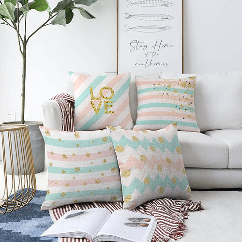 Hillkar Global Set 4 fete perna decorative din poliester si bumbac, Guven RKYK434 Multicolor, 43 x 43 cm