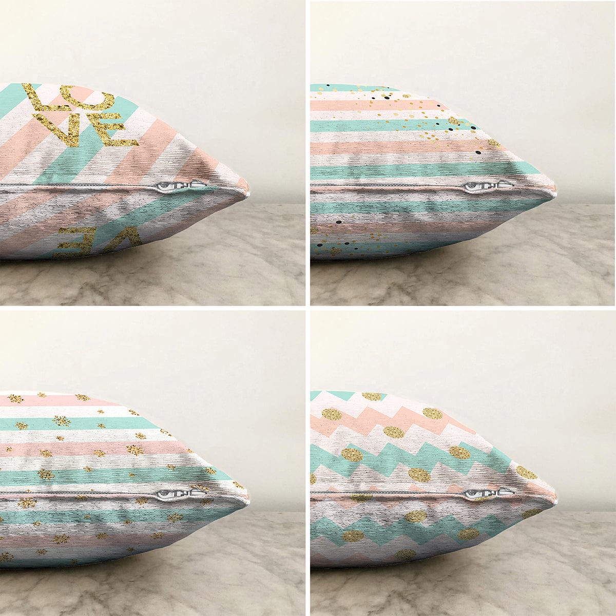 Hillkar Global Set 4 fete perna decorative din poliester si bumbac, Guven RKYK434 Multicolor, 43 x 43 cm