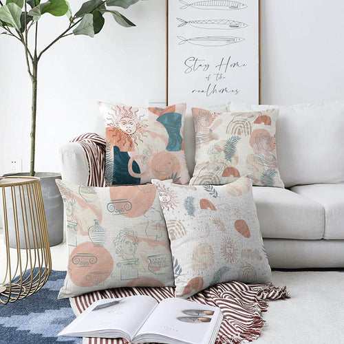 Hillkar Global Set 4 fete perna decorative din poliester si bumbac, Hazal RKYK327 Multicolor, 43 x 43 cm