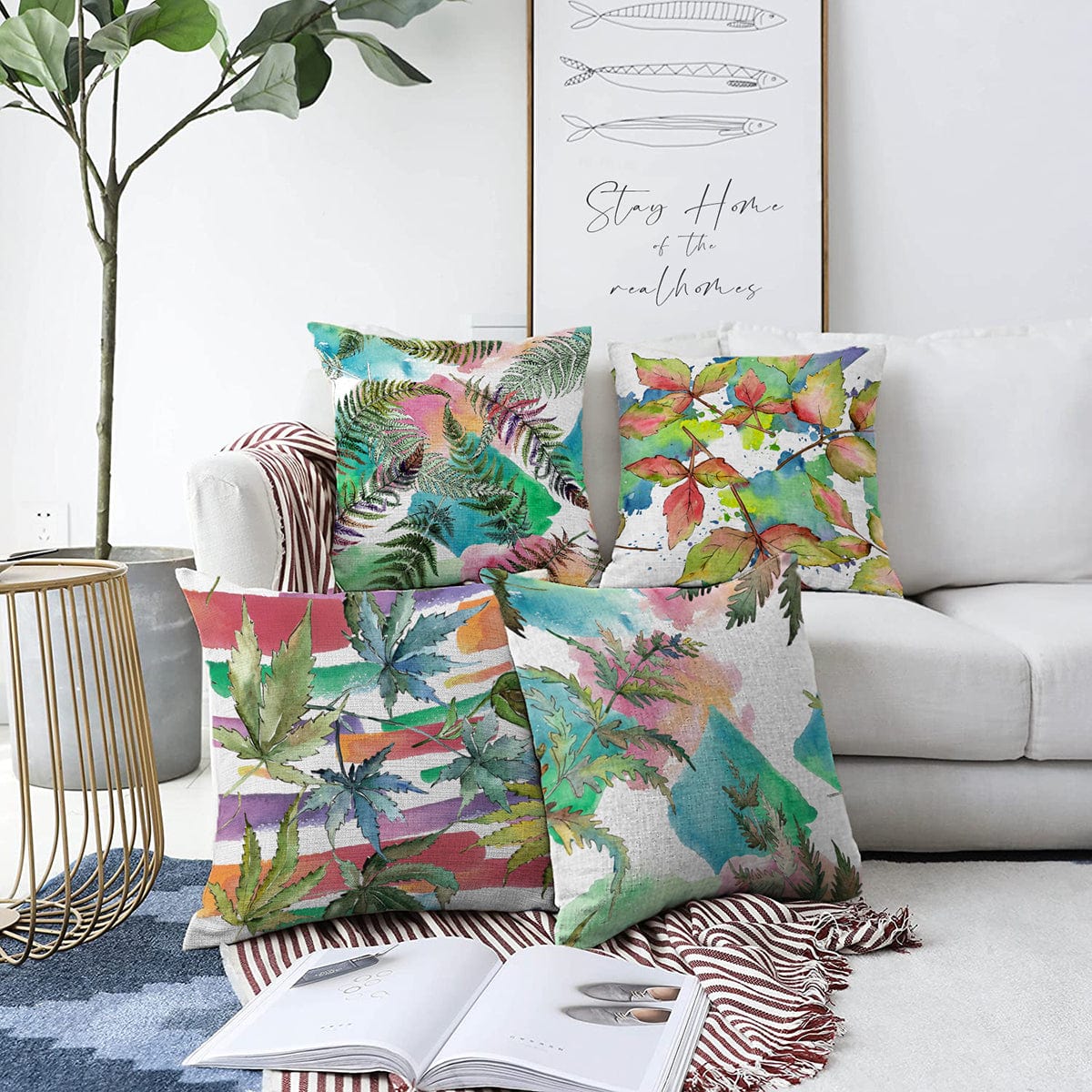 Hillkar Global Set 4 fete perna decorative din poliester si bumbac, Kader RKYK391 Multicolor, 43 x 43 cm